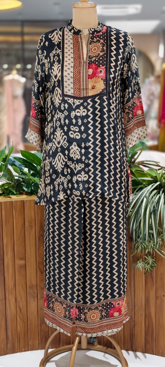 Colorful Multiprints Flowy Crepe Light Weight Casual Co-Ord Set- 15473