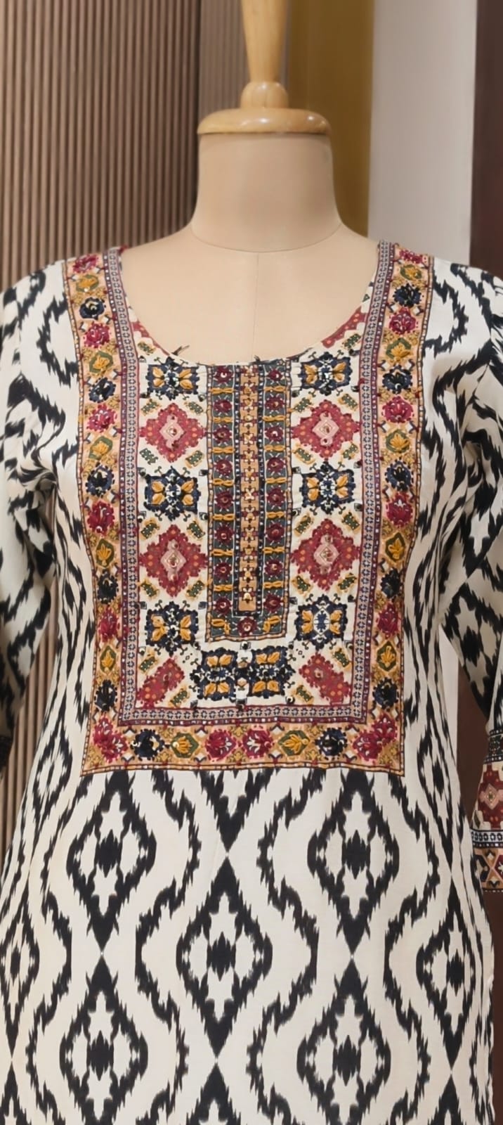 Beautiful Highlights Multi Prints Slub Linen Full Suit Set With Dupatta- 15469