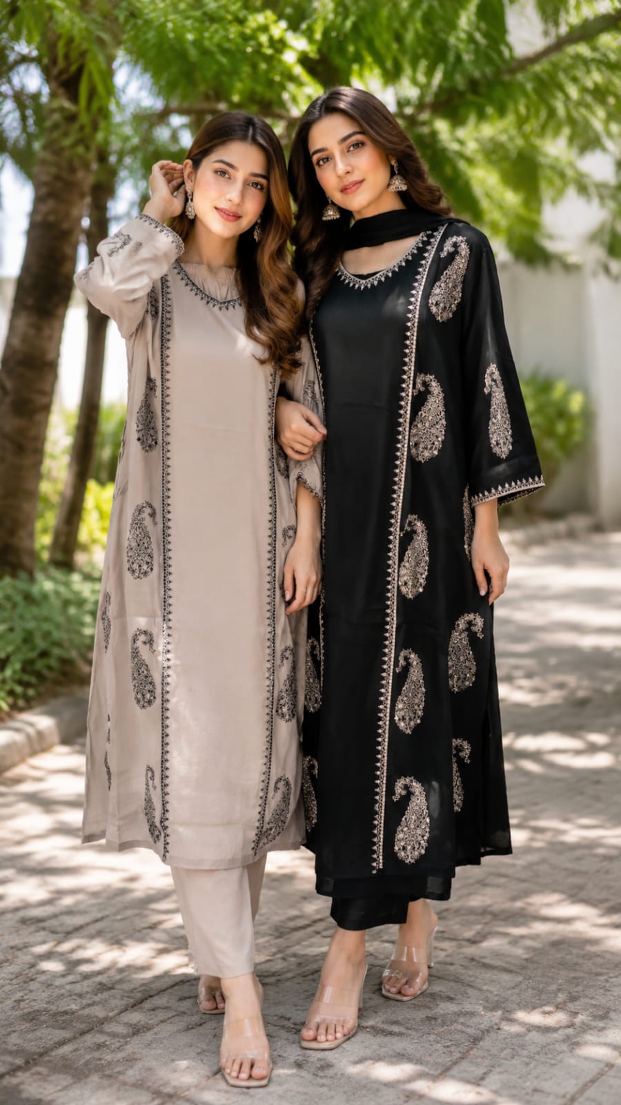 Fine Thread Embroidery Mango Buti Inspired A-Line Surat Mul-Chanderi Full Suit Set With Dupatta- 15566