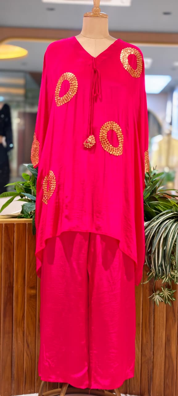 Very Stylish Sequin Elegance Over Sized Indo Wear Kurta With Palazzo Bottom- 15617