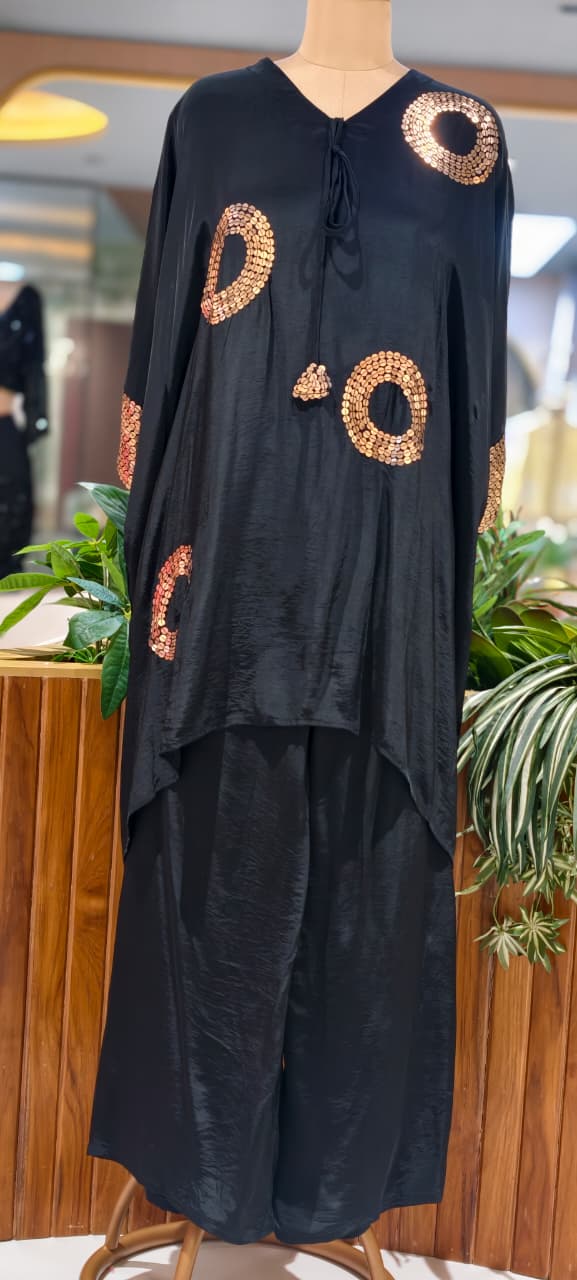 Very Stylish Sequin Elegance Over Sized Indo Wear Kurta With Palazzo Bottom- 15617