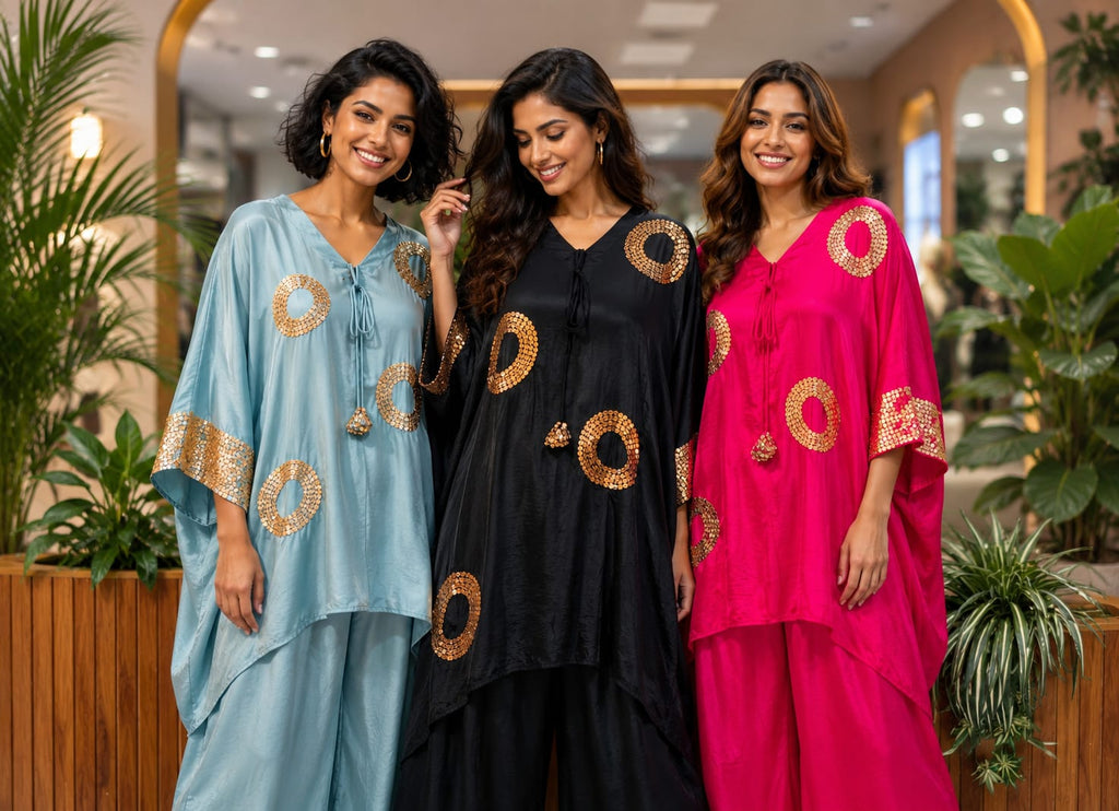 Very Stylish Sequin Elegance Over Sized Indo Wear Kurta With Palazzo Bottom- 15617