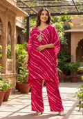 Beads Accented Gotta Neckline Lehriya Printed Georgette Kaftan With Dupatta- 15701