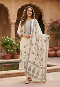 Subtle Placement Print With Cut-Dana Work Beautiful Crepe Full Suit Set With Dupatta- 16321