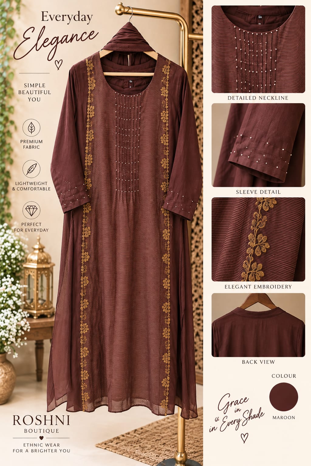 Foil Sequin Highlights Linear Golden Touch Banarasi Mul-Chanderi A-Line Full Suit Set With Dupatta- 16358