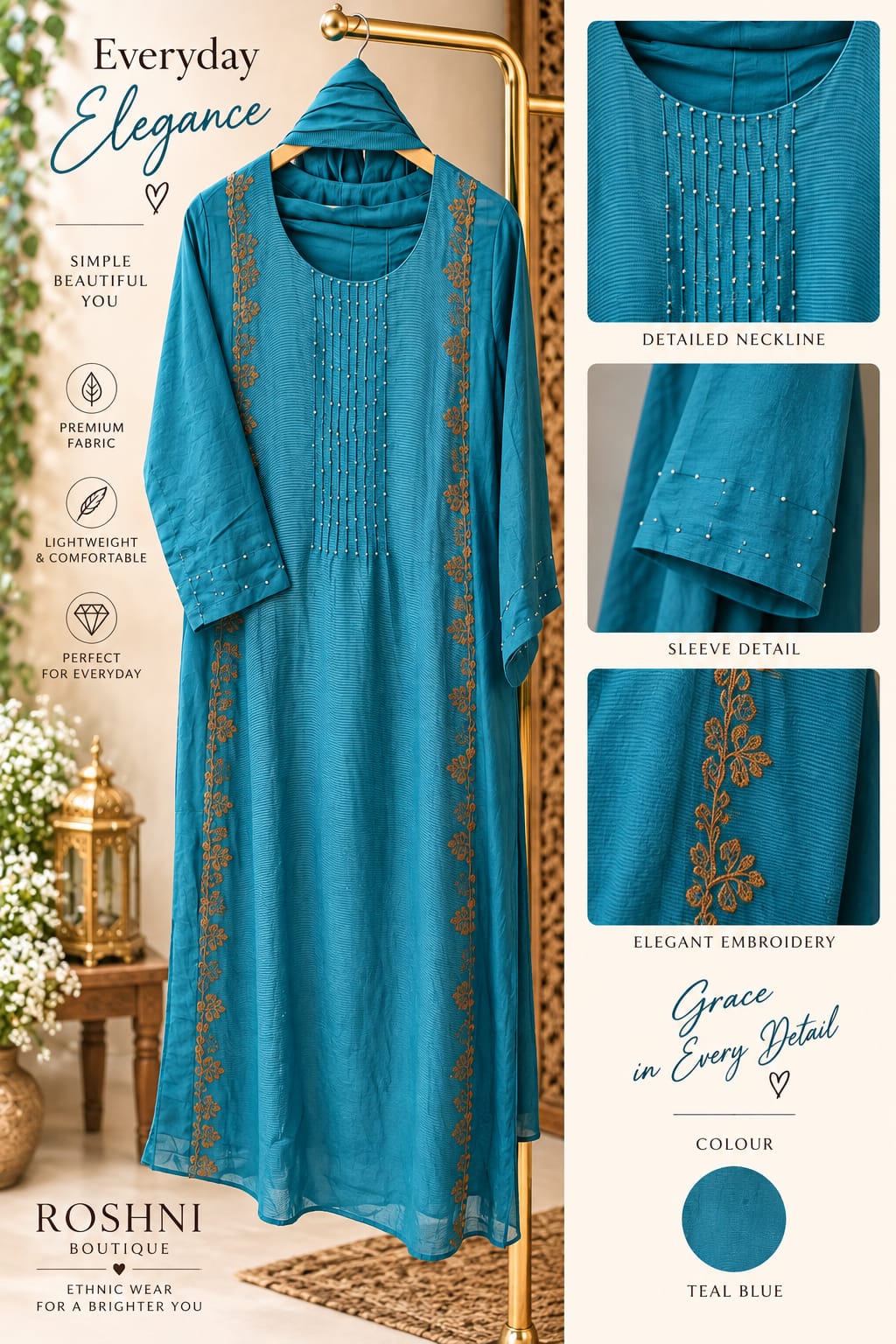 Foil Sequin Highlights Linear Golden Touch Banarasi Mul-Chanderi A-Line Full Suit Set With Dupatta- 16358