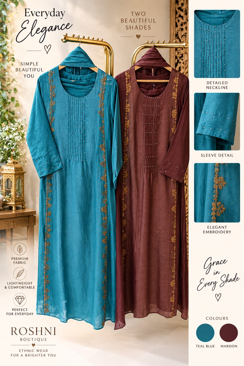 Foil Sequin Highlights Linear Golden Touch Banarasi Mul-Chanderi A-Line Full Suit Set With Dupatta- 16358